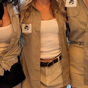 Amazon Women's Tan Button Down Shirt